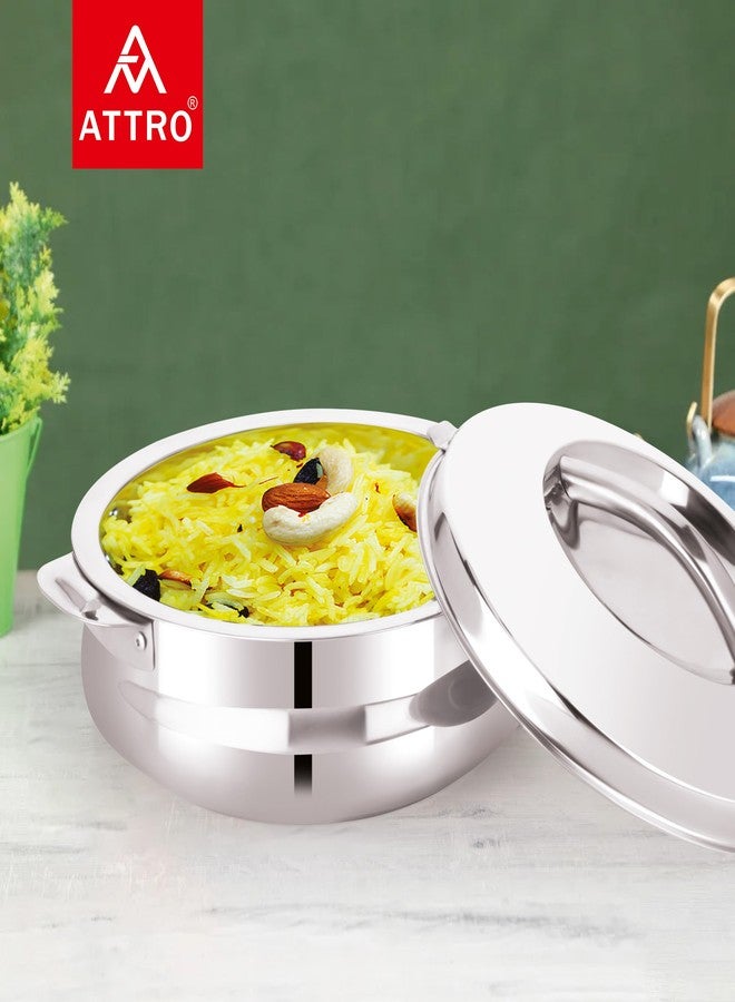 ATTRO Bella Stainless Steel Insulated Casserole Chapati Box with Easy Side Locking Lid Hot & Cold Food Storage Ideal for Home Kitchen & Serving 2000ml- Silver - Image 5
